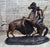 BUFFALO HUNT STATUE HANDMADE BRONZE SCULPTURE BY FREDERIC REMINGTON LARGE SIZE 20 INCH HIGH